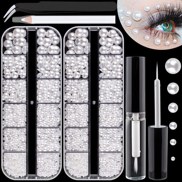 2 Boxes of Flat Back Pearls Kits Half Round White