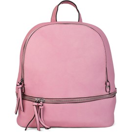 styleBREAKER leatherette backpack handbag with zips, noble style, rucksack, bag, unisex 02012147, color:Pink