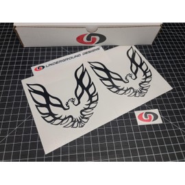 Firebird Decals (2pk) Retro Pillar Window Accent Stickers Fits Pontiac Trans Am Formula 350 LTX LSX Select Color: (Matte Blackout)