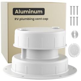 Safoner Aluminum RV Roof Sewer Plumbing Vent Cap Kit- Metal Replacement for Plastic Covers, Exterior Accessories for Trailers, Campers, and Motorhomes - White (1 Pack)