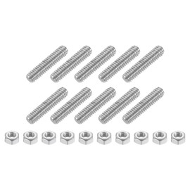 sourcing map 1/4"-20 Fully All Threaded Rod, 10 Pcs 304 Stainless Steel Long Threaded Screw 1.2" Length Right Hand Threads for Furniture Mounting Assembly Fastening