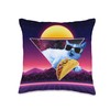 Aesthetic Synthwave Cat Taco Throw Pillow