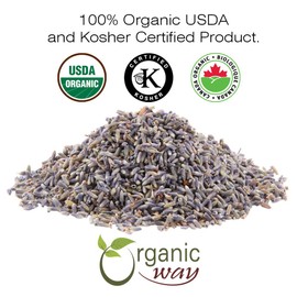 Organic Way Dried Lavender Flower Buds Whole (Lavandula) - European Wild-Harvest | Organic & Kosher Certified | Raw, Vegan, Non GMO & Gluten Free | USDA Certified | Origin - Albania (1LBS / 16Oz)