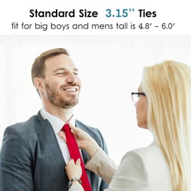 Mantieqingway 5pack Red Ties for Men,Solid Color 3.15" Formal Tie Woven Silk Neck Ties for Daily Dress,Business, Wedding, Groomsmen