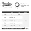 Self-drilling screws with hexagonal head and collar (shape K) 4.8