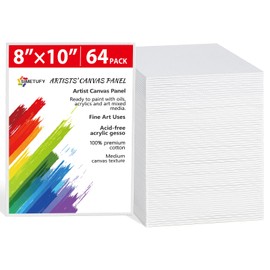 Simetufy 64 Pack Canvas Boards for Painting 8 x 10 inch, Bulk Blank Canvas for Kids- Gesso Primed Acid-Free 100% Cotton Paint Canvas Panels for Acrylics Oil Tempera Paints