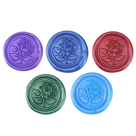Yoption 5 Color Sealing Wax Sticks, Vintage Totem Fire Manuscript Wax Seal Sticks with Wicks for Wax Seal Stamp (Blue+Purple+Red+Navy Blue+Green)