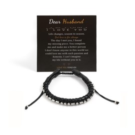 UILZ Dear Husband Momrse Code Bracelet for Men with Card Morse Code Bracelets for Son Brother Dad Husband Grandson Boyfriend Inspirational Leather Bracelet