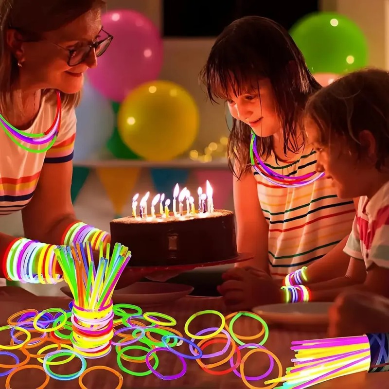 Pack de 50 Pulseras de Neón Luminosas para Fiestas y
