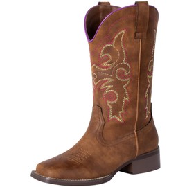 SheSole Ladies Western Square Toe Cowboy Boots For Women Wide Calf Cowgirl Boots US 9