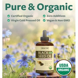 Cold-Pressed Black Seed Oil Capsules - Vegan Non-GMO Nigella Sativa Black Seed Oil Supplement with Omega 3 DHA for Full Body Wellness & Brain Support - Vegan Omega 3 & Thymoquinone-Rich (1 Month)