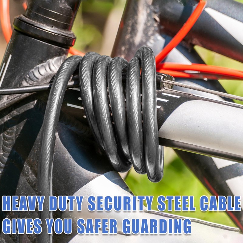 VIVBOO 1/2Inch Heavy-Duty Security Cable Lock with Loops 4FT/6FT/8FT/10FT Bike