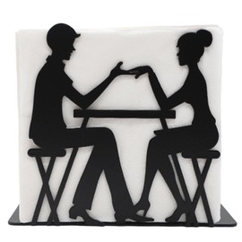 Napkin Holder - Napkin Holders for Table, Serviette Holder, Metal Napkin Dispenser, Modern Serviette Holder for Table, Kitchen Home Bar Dining Table Accessories and Decor (Couple, Black, 1pc) (Couple)