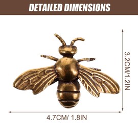 SHERCHPRY 3pcs Mini Brass Bees Figurine Mini Vintage Brass Bee Gold Bee Figurines Decorative Bee Statue for Rustic Office Home Decor DIY Crafts