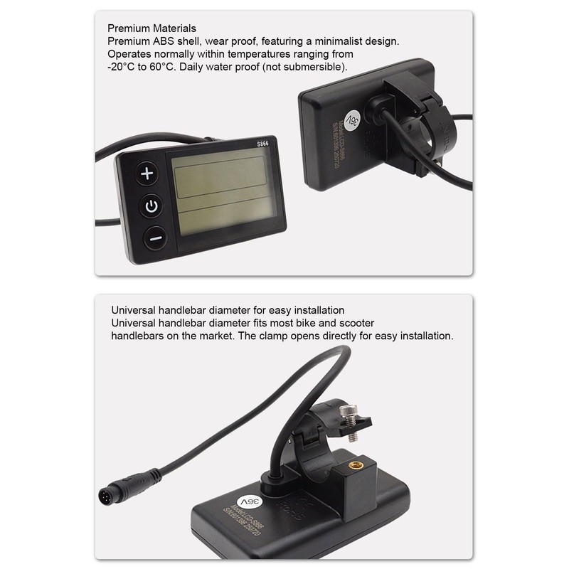 RiToEasysports Bike Speedometer, ABS LCD S866 Display Meter Control Panel
