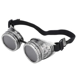 Vintage Goggles, Double Layer Goggles Steampunk Glasses Windproof Steampunk Sunglasses Goggles Party(Ancient Silver)