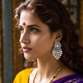 Indian Jhumka Earrings Silver Chandelier Dangle Boho Vintage Crystal Beaded Tassel Wedding Party Jewelry