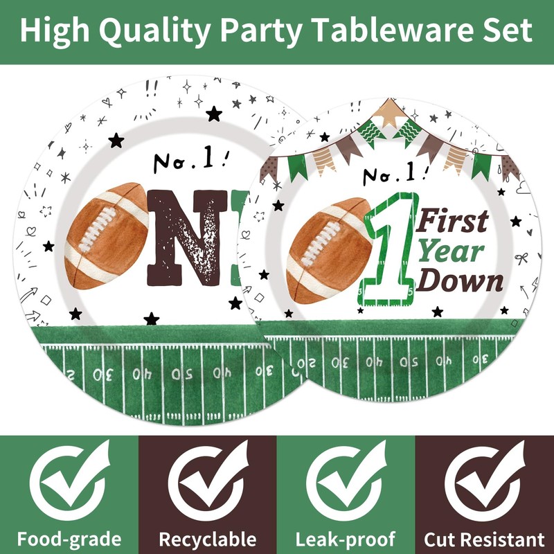 EUOYUFO First Year Down Birthday Party Decorations 96PCS Football 1st