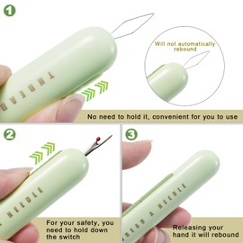 QHASPHC 5pcs Seam Ripper and Needle Threaders for Hand Sewing 2 in 1 Automatic Needle Threader for Embroidery Floss Stitch Remover Tool for Cross Stitch Craft Knitting Sewing