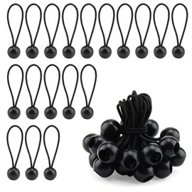 ZEONHAK 50 PCS 4 Inch Bungee Ball,10cm Bungee Cord with Ball, Flag Bungees Ties for Camping Tarp, Tarpaulin, Black