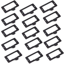 SpzcdZa 15Pack 59x45mm Office Library File Drawer Cabinet Card Tag Label Card Holder Drawer Pull/Label Holders/Label Frames Card/Label Holder Modern Label Holders Metal Frame(Black)