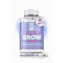 Glow & Grow Vitamin C Supplement for Men & Women Hair, Skin & Nails | Vegan & Allergen-Free | Natural Skin & Hair Support | Made in UK | Daily Beauty Nutrition | 60 Capsules