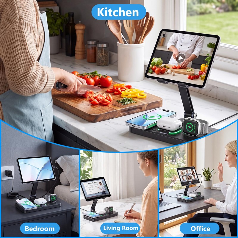 30W Charging Station for Apple Multiple Devices,Foldable Wireless Charger
