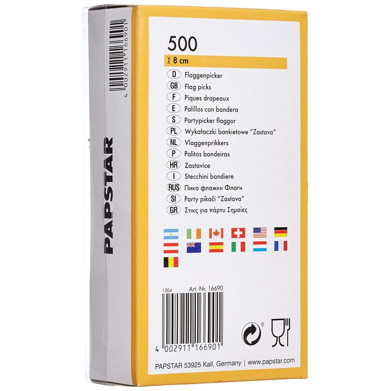 500 Deko-Picker 8 cm "Nationen" Flaggenpicker
