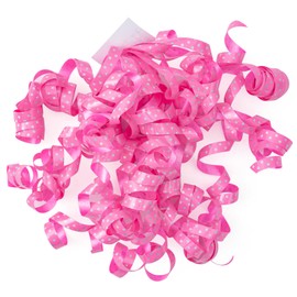 WRAPAHOLIC 12-Count Self-Adhesive Curly Bows Gift Wrap Accessory - Pink Polka Dots Curly Bows, Perfect for Birthday, Holiday, Party Favors Decorations