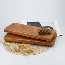 SINOKF 12.6"x6" Solid Teak Wood Riser & Tray - Farmhouse Organizer with Non-Slip Base | Rustic Bathroom & Kitchen Tray for Countertop, Sink Decor | Natural Finish Pedestal Stand (Neutral Home Decor)