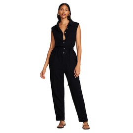 Vitamin A Women's Swimwear Sabina Jumpsuit Crinkle Linen, Black, Medium