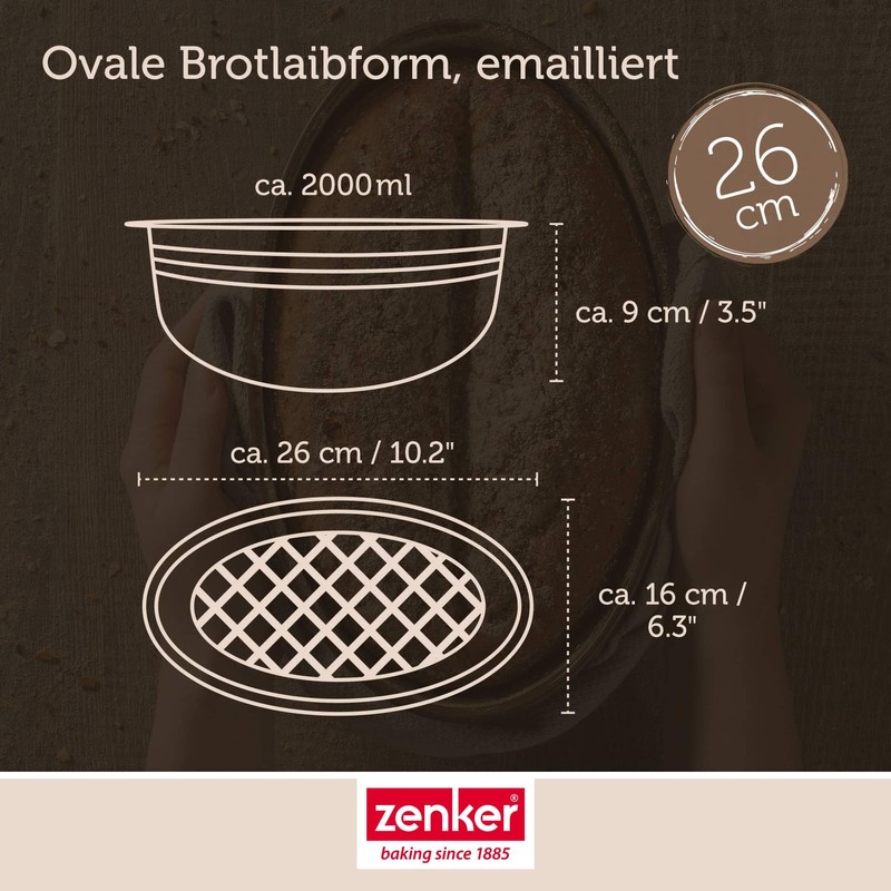 Zenker Your Bread Baking Mould – Enamel, Chestnut Brown, 2000