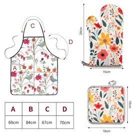 5 Pcs The Pioneer Woman Kitchen Stuff,Pioneer Woman Kitchen Oven Mitts and Pot Holders Sets With Cooking Kitchen Aprons for Women,Pioneer Woman Kitchen Accessories Gifts for Women