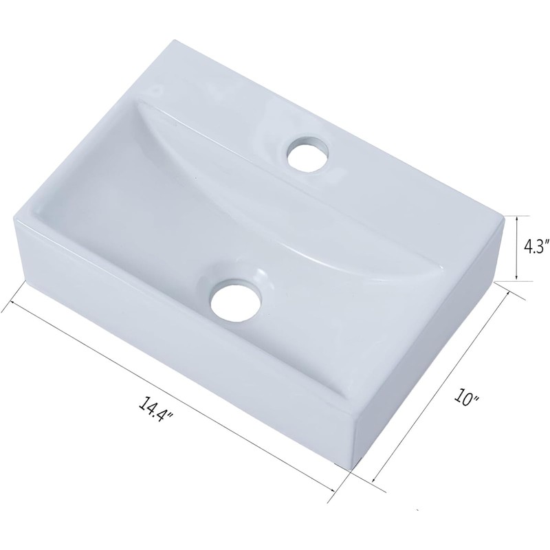 SHACO 14x10 Inch Wall Mount Bathroom Sink, Small Bathroom Sink