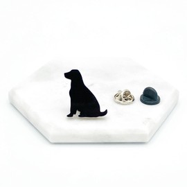 Black Dog Lapel Pin Badge. Hand Made Acrylic Gift For Dog Owner (Black dog w/metal & rubber)