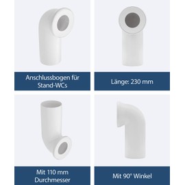 Sanitop-Wingenroth 21642 5 connection bend for stand WC | White | 90 degrees | Toilet, toilet