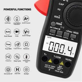 AIOMEST Digital AC DC Inrush Current Clamp Multimeter, 6000 Counts TRMS Auto Range DMM Meter for AC/DC Volt Amp Ohm Temp Duty Hz, Multi-Tester for Voltage Current Resistance Capacitance AI-570N