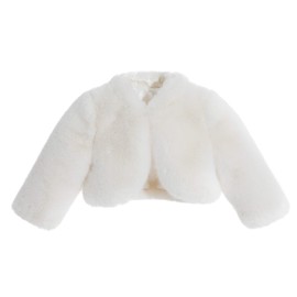 ekidsbridal Ivory Faux Fur Cape Princess Flower Girl Jacket Cozy Cover-Up Coat 3
