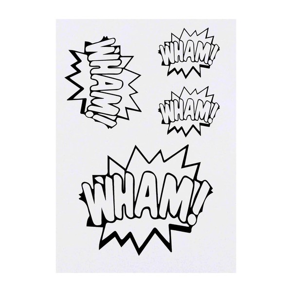 Azeeda 4 x 'Wham Comic-Action-Blase' Temporäre Tattoos - Wasserfest, Hautfreundlich
