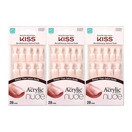 Kiss Salon Acrylic Nude French Nails 28 Count (Breathtaking) by Kiss