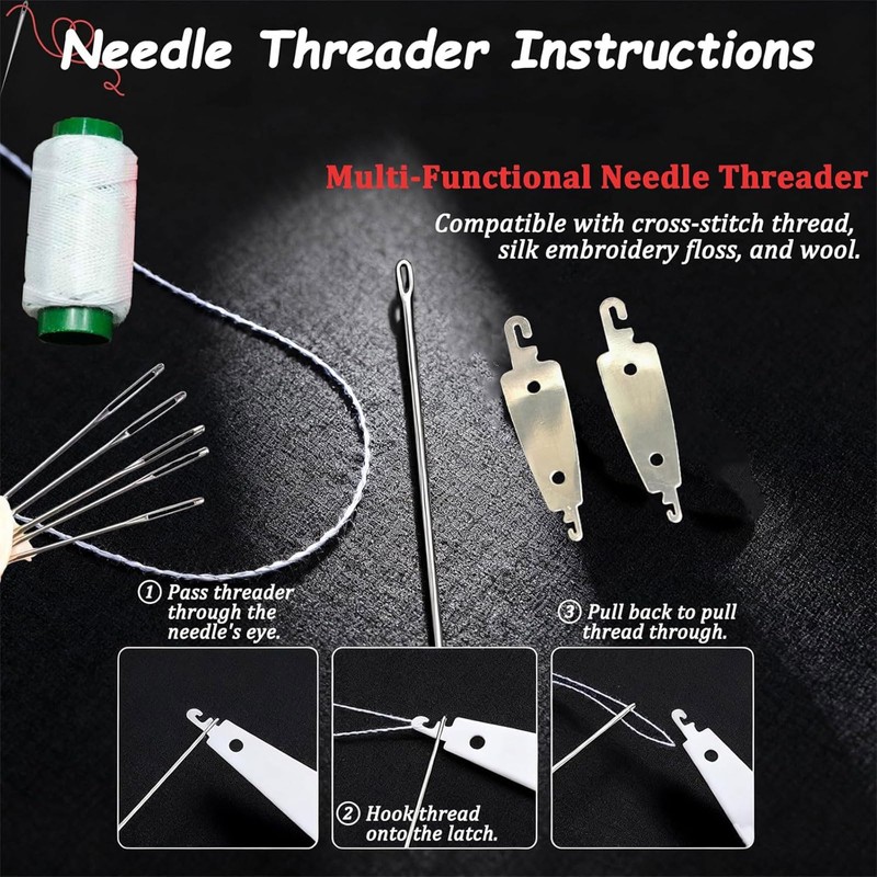 Muorruo 34-piece Set with Large Eye Steel Sewing Needles, Portable