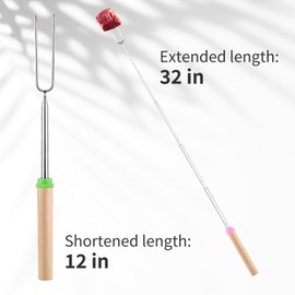 4 Pack Marshmallow Toasting Forks – Extendable Stainless Steel Roasting Sticks for Fire Pit, BBQ & Campfire – Retractable S’Mores Kit Accessories for Marshmallows & Hot Dogs