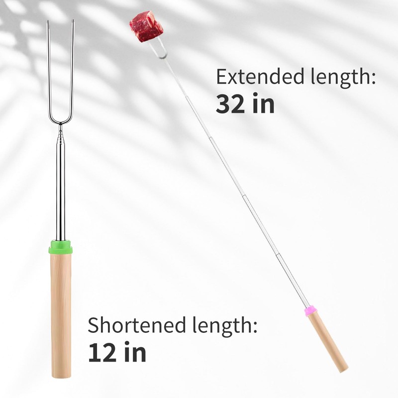 4 Pack Marshmallow Toasting Forks – Extendable Stainless Steel Roasting