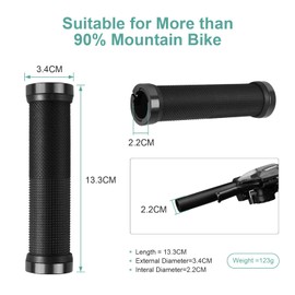 URAQT Bike Handlebar Grips, Soft Anti-slip Rubber Bicycle Handle Grip, Standard Bike Grips MTB Grips with Double Lock for Scooter Urban Bike Tricycle Wheel Chair MTB BMX Foldable Bicycle (Black)
