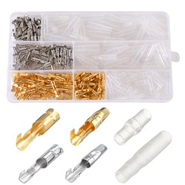 Bullet Connectors Kit 360pcs, Gold Brass 3.9mm Bullet Terminals with Insulation Cover, Male and Female Crimp Terminals, CableTerminals Connectors with Insulation Covers for Motorcycle Car Truck