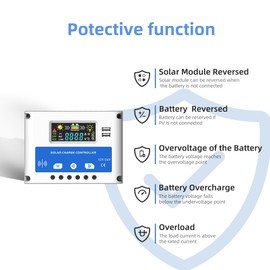 Anern 30A PWM Solar Charge Controller 12V 24V Auto, Dual USB Solar Panel Battery Intelligent Regulator with Color LCD Display, Auto Parameter Adjustable, Timer Setting, Multiple Load Control Modes