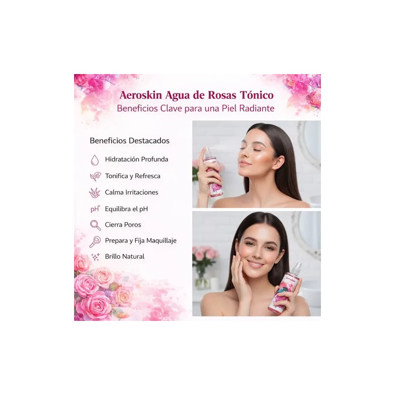 Tónico Agua De Rosas 240ml Facial Hidratante Y Antioxidante