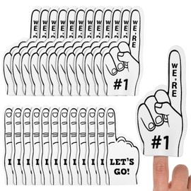 Sinmoe 24 Pcs Sports Fan Foam Finger Mini Foam Fingers Foam Hand Foam Finger 1 for Sports Themed Birthday Party Supplies Sport Events Baseball Basketball Soccer Team Gifts(White)