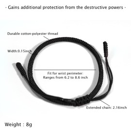 Rimobul Pulsera de cuerda de la suerte hecha a mano budista tibetana, paquete de 3