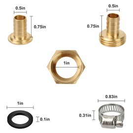 Aulpq 3/8" Garden Hose Repair Kit, Female Garden Hose Thread Swivel -with Stainless Steel Clamps -Brass -3/8" Barb x 3/4" GHT